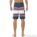 Meegsking Men's Quick Dry Striped Swim Trunks Summer Beach Board Shorts with Mesh Lining Dimgray Dark Red White B07MKCRSDB
